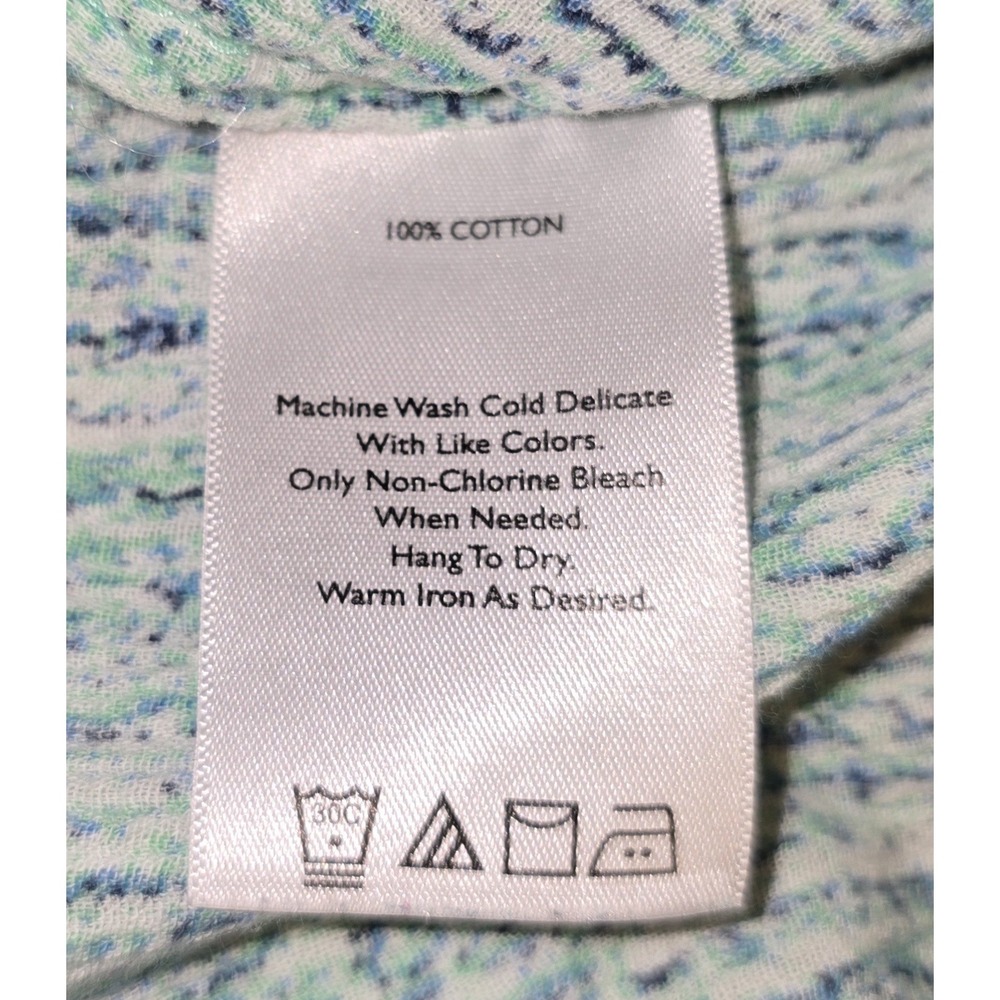 Eddie Bauer Green Blue Abstract Print Quarter Button Tank Artsy Resort Sz S - Picture 6 of 8
